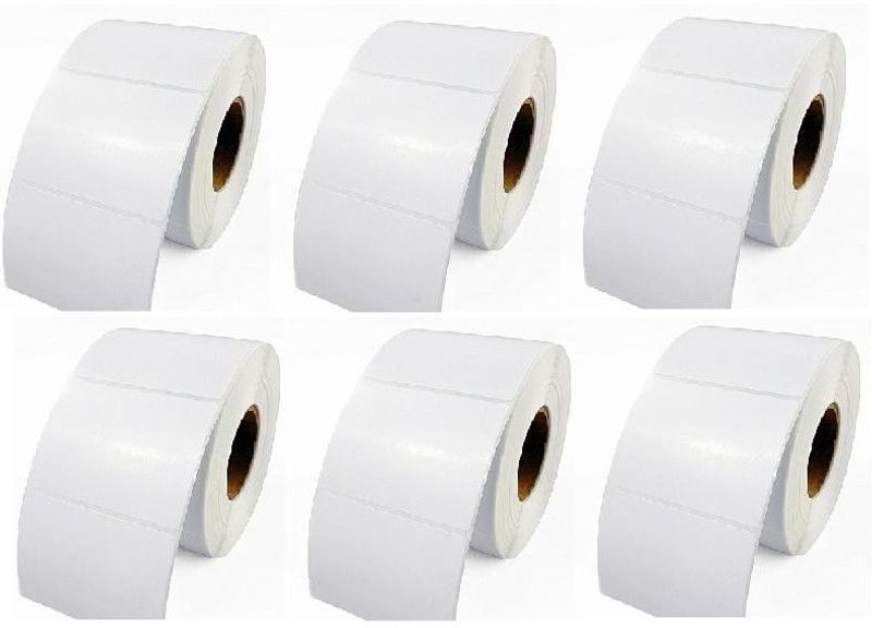 youlogic 75MMX50MM Barcode Label 1''up Thermal Paper Label (White) 1ROLL 1000 LABELS Pack of 6 Roll thermal Paper Label  (White)