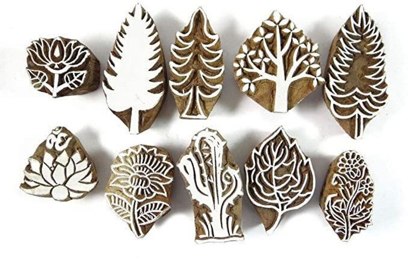 RIZA WOODEN KRAFT M1129 Printing Blocks  (Pack of 10)