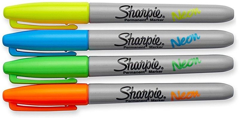 Sharpie Fine Point Permanent Markers (Fluorescent Under Black Light)  (Set of 4, Multicolor)