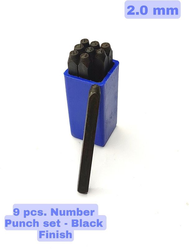 Luxuro Number Punch Set, 5/64 Inches-2 mm (Carbon Steel)|9 Stamps Number Punches & Punching Machines  (Set Of 9, Black)