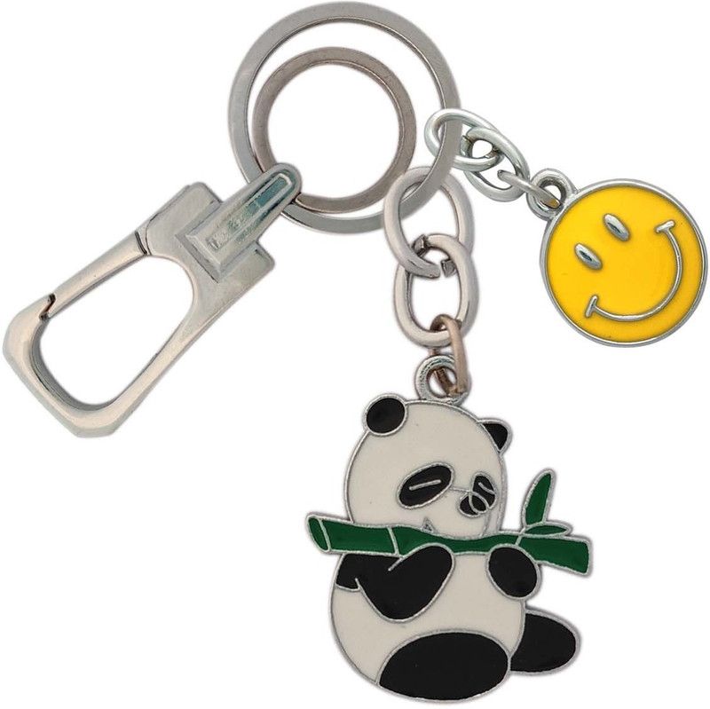 SHOKY LOOKS Good color panda with yellow smiley Best Quality Hanging Lock lightweight Key Chain