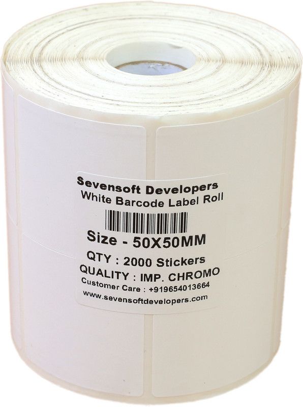 Sevensoft Developers 50X50MM Barcode Label (2X2 INCH) Self-adhesive Paper Label  (White)
