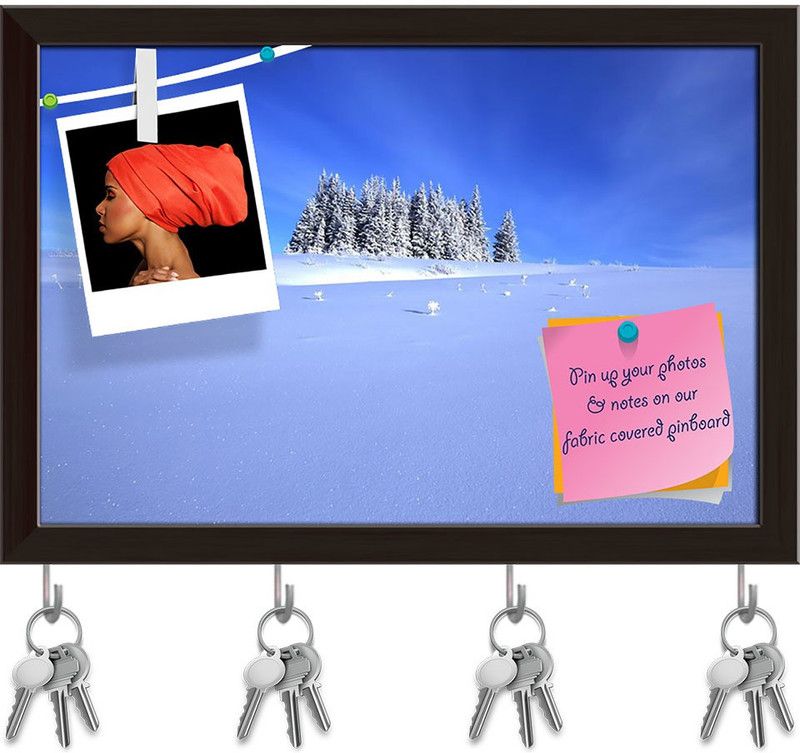 Artzfolio Lone Grove Of Spruce Trees Pinboard with Key Holders Dark Brown Frame8.5x6inch Cork Bulletin Board  (Multicolor 8.5 x 6 inch (22 x 15 cms))