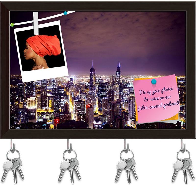 Artzfolio Aerial View Of City Downtown Pinboard & Key Holders Dark Brown Frame11.5x8inch Cork Bulletin Board  (Multicolor 11.5 x 8 inch (29 x 20 cms))