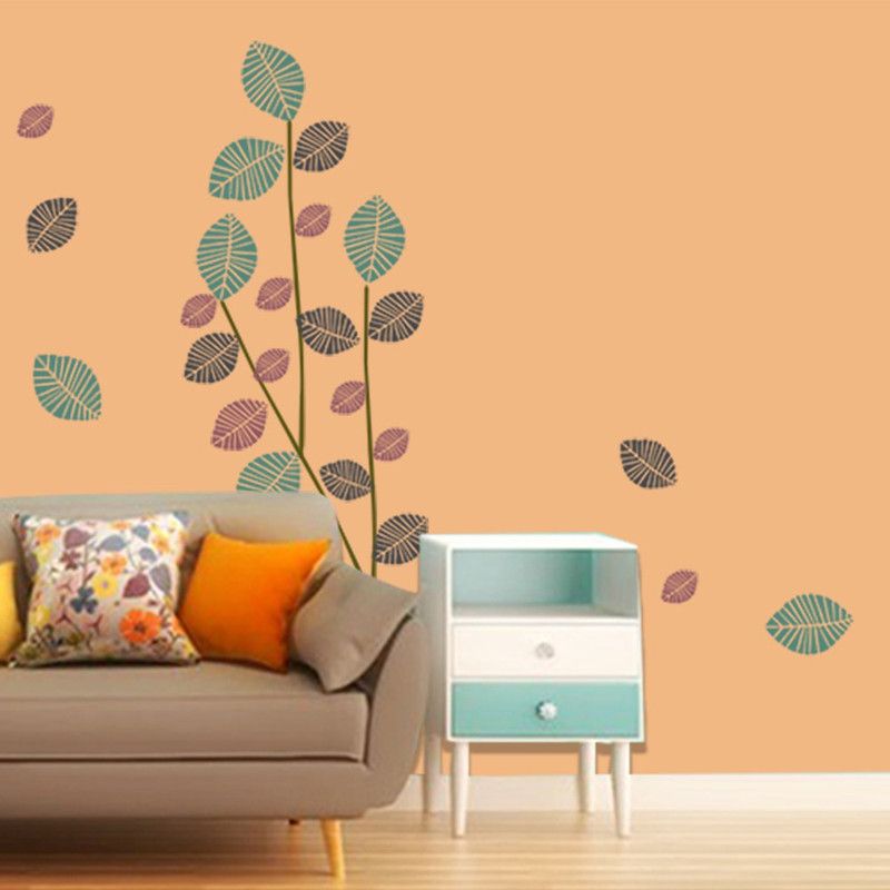 Arhat LEAF-TREE ASR-E206 GLOSSY PVC (Wall Décor & Art) Stencil  (Pack of 5, DESIGNER MOTIFF)
