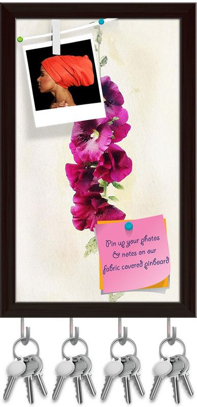 Artzfolio Watercolor Vinous Malva Pinboard with Key Holders Dark Brown Frame10x16.5inch Cork Bulletin Board  (Multicolor 10 x 16.5 inch (25 x 42 cms))