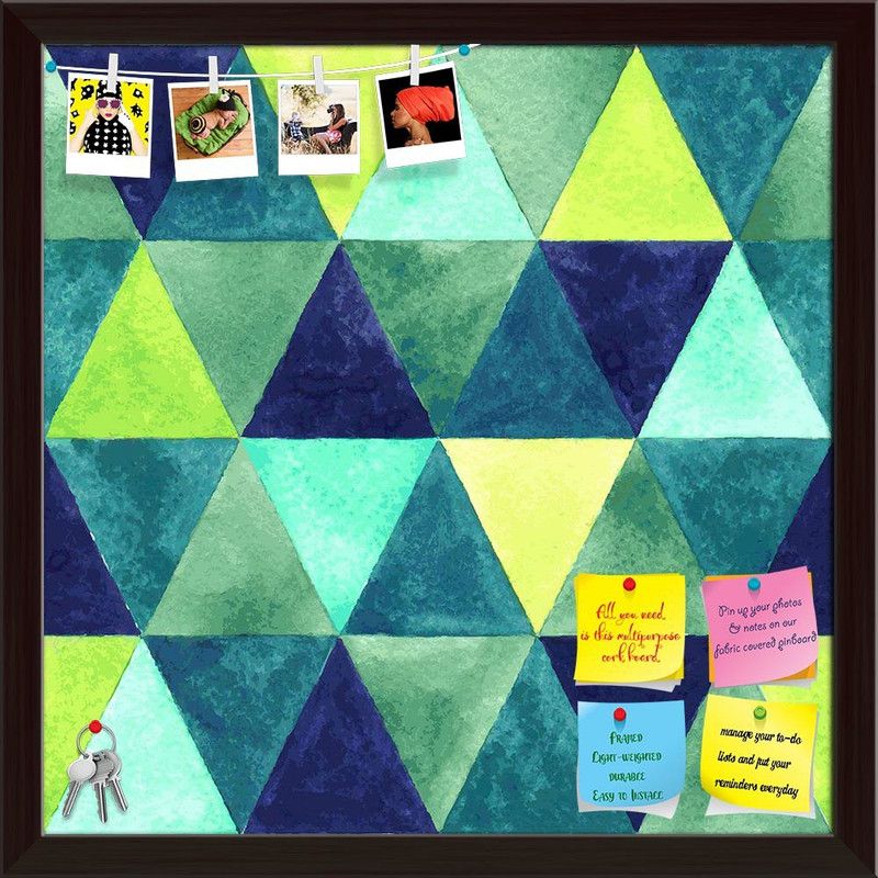 Artzfolio Watercolor Triangular Pattern D3 Notice Pin Board Soft Board with Push Pins Cork Bulletin Board  (Dark Brown Frame 20 x 20 inch (51 x 51 cms))