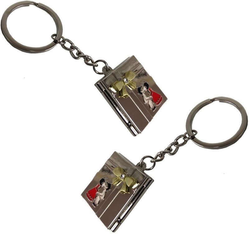 Uniqon (Set Of 2) Premium Synthetic Metal Base Unisex Colorful Couple Photo Album Metallic Toy Key Ring/Keychain For Bikes/Scooty And Cars Key Chain