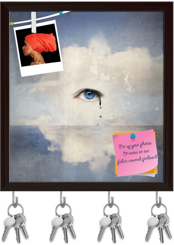 Artzfolio Human Eye Crying In The Clouds Pinboard & Key Holders Dark Brown Frame8x8.7inch Cork Bulletin Board  (Multicolor 8 x 8.7 inch (20 x 22 cms))