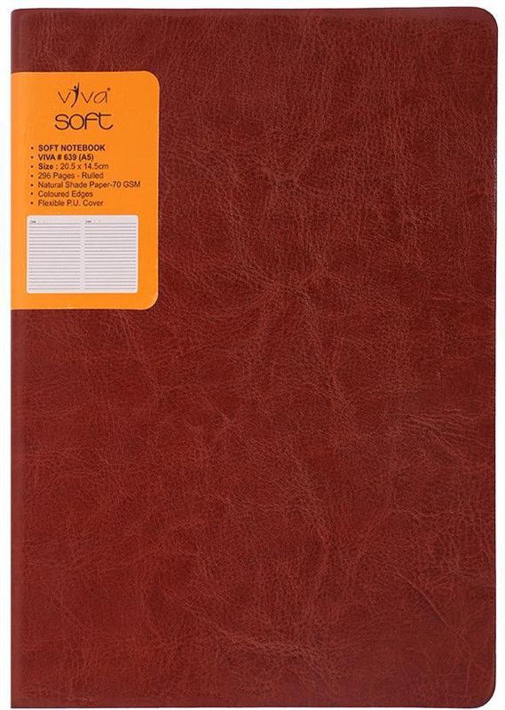 Viva Global Soft Notebook 308 Pages Soft Bound Flexible Binding with Rounded Covers A5 Diary Ruled Pages 308 Pages  (Tan)