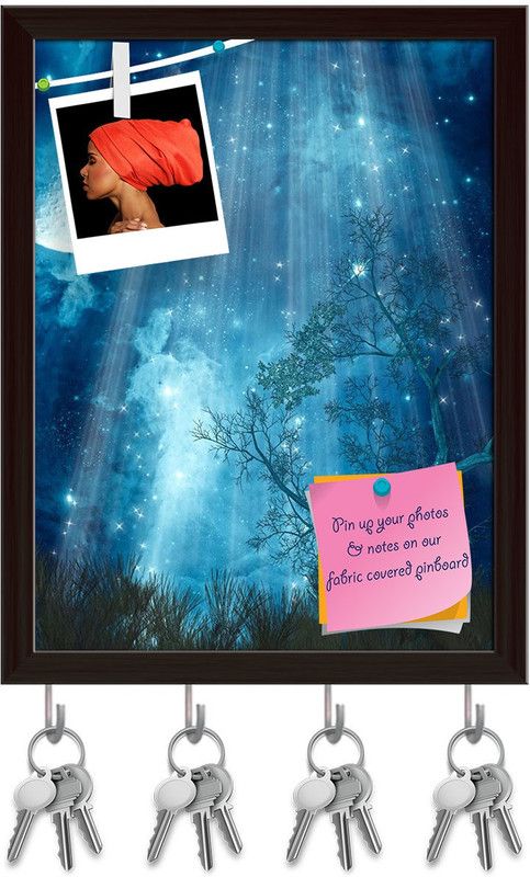 Artzfolio Fantasy Landscape With Big Moon In Forest Pinboard Key Hook Dark Brown10x13in Cork Bulletin Board  (Multicolor 10 x 13 inch (25 x 33 cms))
