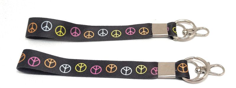 Key Era Peace Symbol id Tag Holder Fabric Set Of 2 Mini Lanyard  (Multicolour)