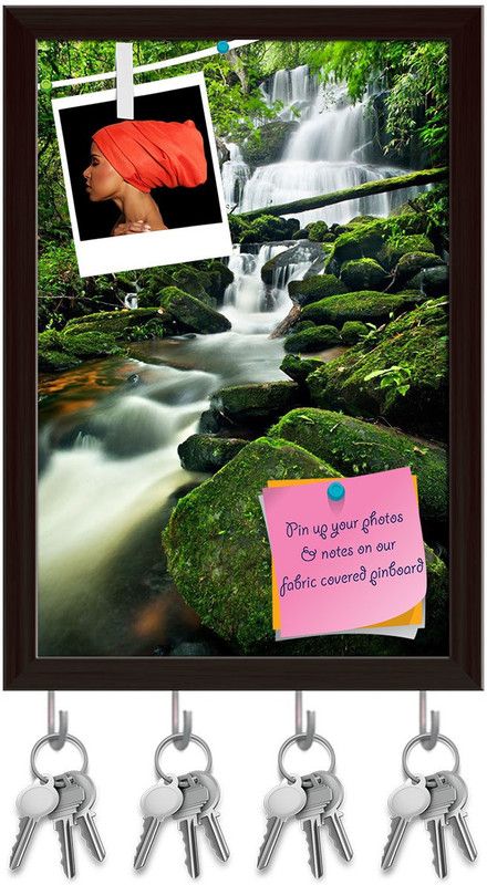 Artzfolio Waterfall In Thai National Park D2 Pinboard & Key Holder Dark Brown Frame6x8.5in Cork Bulletin Board  (Multicolor 6 x 8.5 inch (15 x 22 cms))