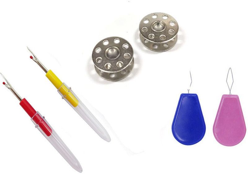 Crafts Haveli 3 Items Combo : 2 Seam Ripper, 2 Needle Threader & 2 Bobbin Sewing Kit
