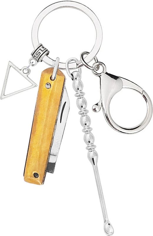 KYP Fashion Ear Cleaner Ear Pick Pocket Folding Knife With Keyring Stylish Triangle Pendant Key Chain
