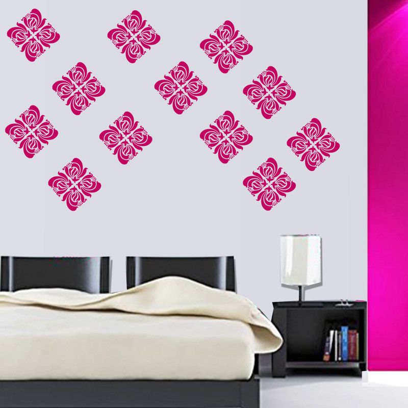 Arhat DAMASK E-324 GLOSSY PVC Stencil  (Pack of 1, DESIGNER MOTIFF)