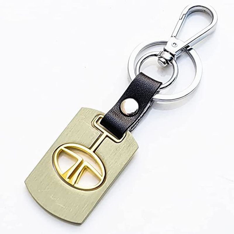 Kittton Premium Leather Key Ring For TATA Cars and Bikes for Men and women-Gold Key Chain