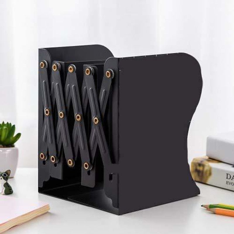divinezon 3 Compartments metal book organizer  (Black)