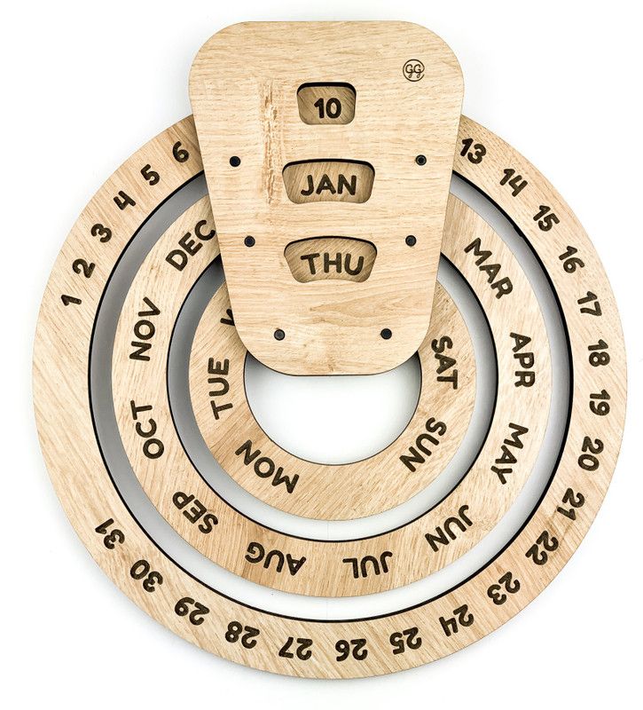 Galliard Wooden Rotating Circular Perpetual Calendar Perpetual Wall Calendar  (Wood, Wooden Calendar)