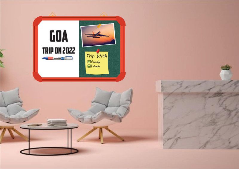 WRITING AND DISPLAY NON MAGNETIC board 2*2 feet, ORANGE Aluminium FRAME (BRUMBLE)Board CORK Bulletin Board  (BRUMBLE)