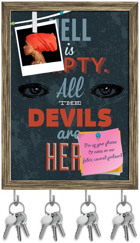 Artzfolio Typography Artwork Pin Board with Key Holders Antique Golden Frame 12x16.7inch Cork Bulletin Board  (Multicolor 12 x 16.7 inch (30 x 42 cms))