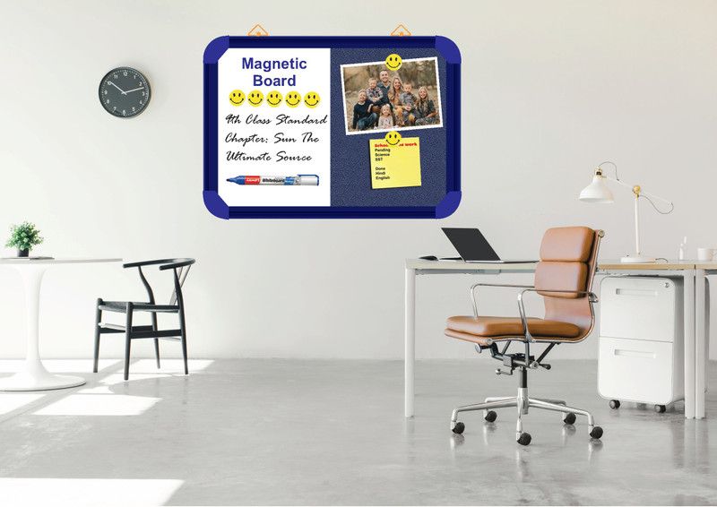 WRITING AND DISPLAY MAGNETIC board 1.5*2 feet, BLUE Aluminium(CHINA SEA)BULLETIN BOARD CORK Bulletin Board  (CHINA SEA)