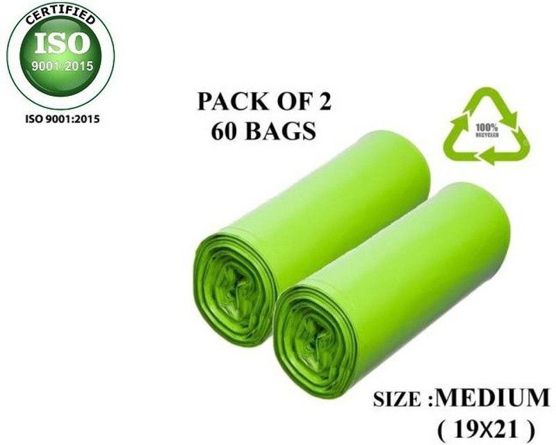 MJ Exim GGB 2 ROLLS green Medium 10 L Garbage Bag  (60Bag )