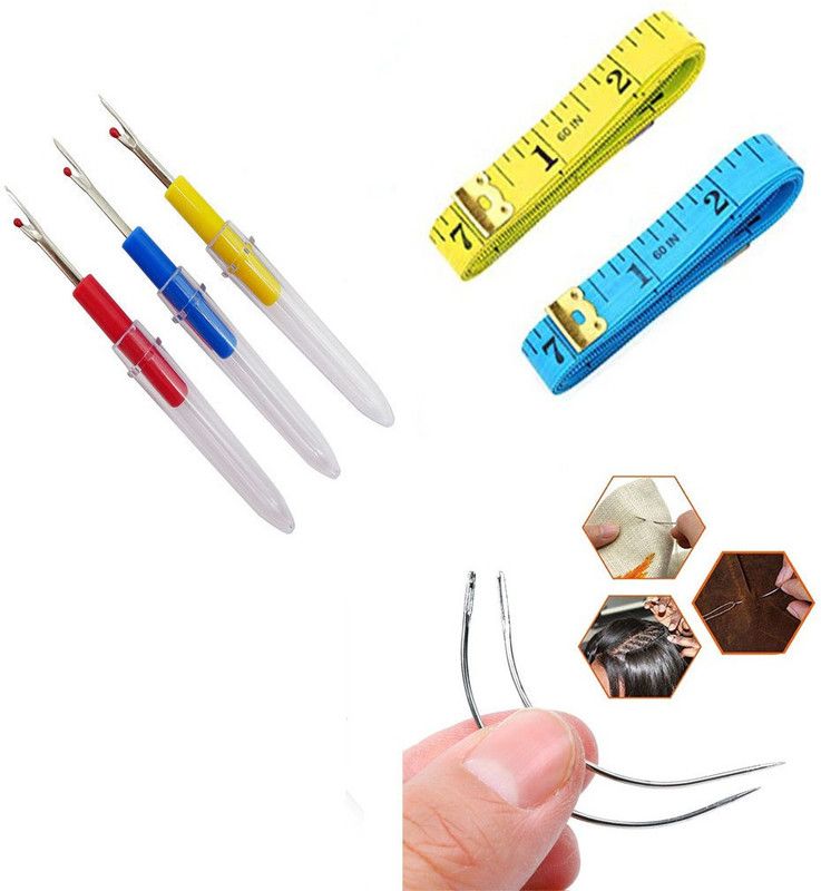Crafts Haveli 3 Items Combo : 3 Seam Ripper, 2 Curved Needle & 2 Measuring Tape Sewing Kit