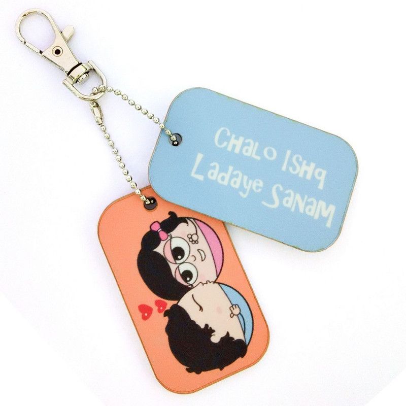 Indian Gift Emporium Fancy Love Bite Couple Dangler Set cum Bagtag Gift 128 Key Chain