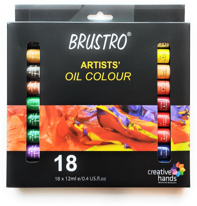 BRuSTRO Artists’ Oil Colour Set of 18 Colours X 12ML Tubes  (Set of 18, White, Multicolor)