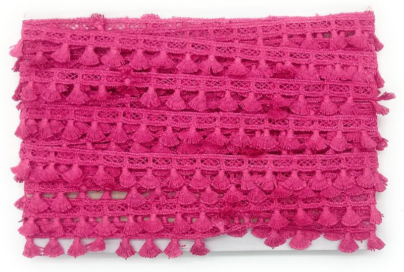 Lace styles KAV3032-DPINK 1Inch GPO Cotton Polyster Lace for Saree, dupatta, blouse, Suit (9 Meters)(Deep Pink) Lace Reel Embroidry Lace Reel  (Pack of 1)