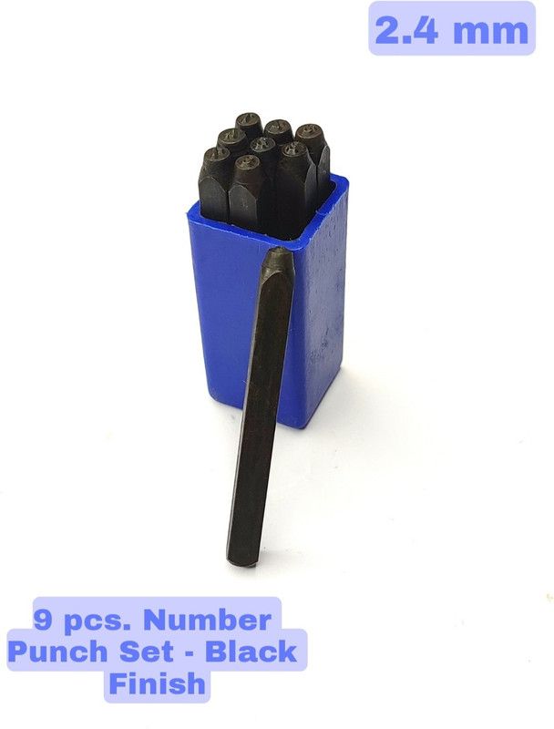 Luxuro Number Punch Set, 3/32 Inches-2.4 mm (Carbon Steel)|9 Stamps Number Punches & Punching Machines  (Set Of 9, Black)