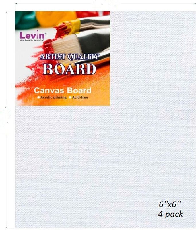 Levin canvas board Cotton Medium Grain Board Canvas (Set of 4)  (White)