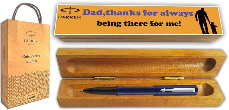 PARKER BETA NEO Blue CT RB With Wooden Thanks Dad Gift Pen Box and Gift Bag Roller Ball Pen  (Blue)