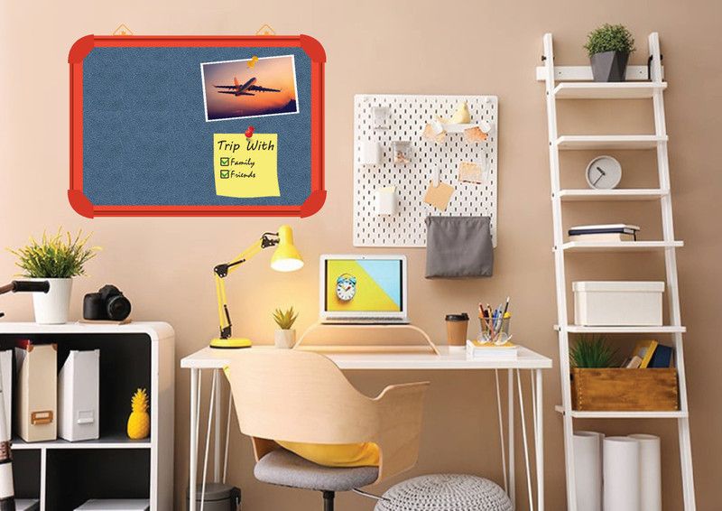 WRITING AND DISPLAY Pin-up board 3*2 feet,ORANGE ALLUMINIUM FRAME(CORN FLOWER)pin up board CORK Bulletin Board  (CORN FLOWER)