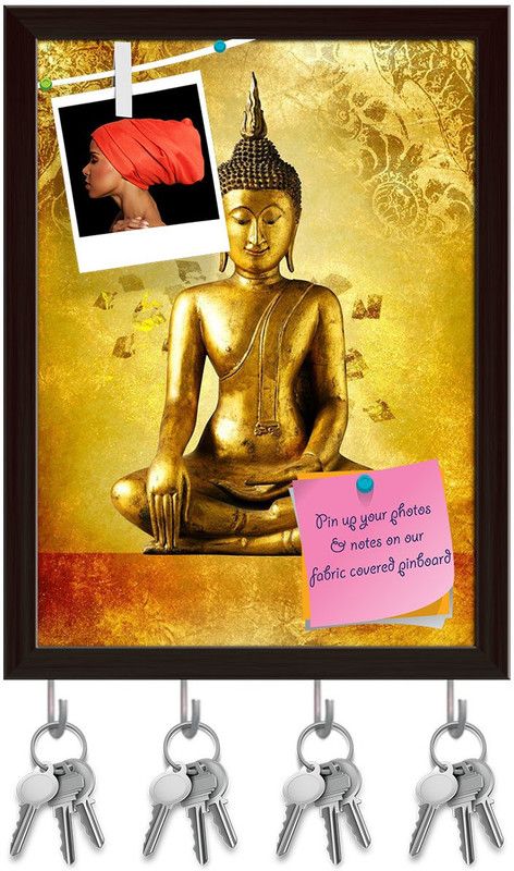 Artzfolio Buddha in Bangkok Thailand Pinboard with Key Holders Dark Brown Frame8x10.7inch Cork Bulletin Board  (Multicolor 8 x 10.7 inch (20 x 27 cms))
