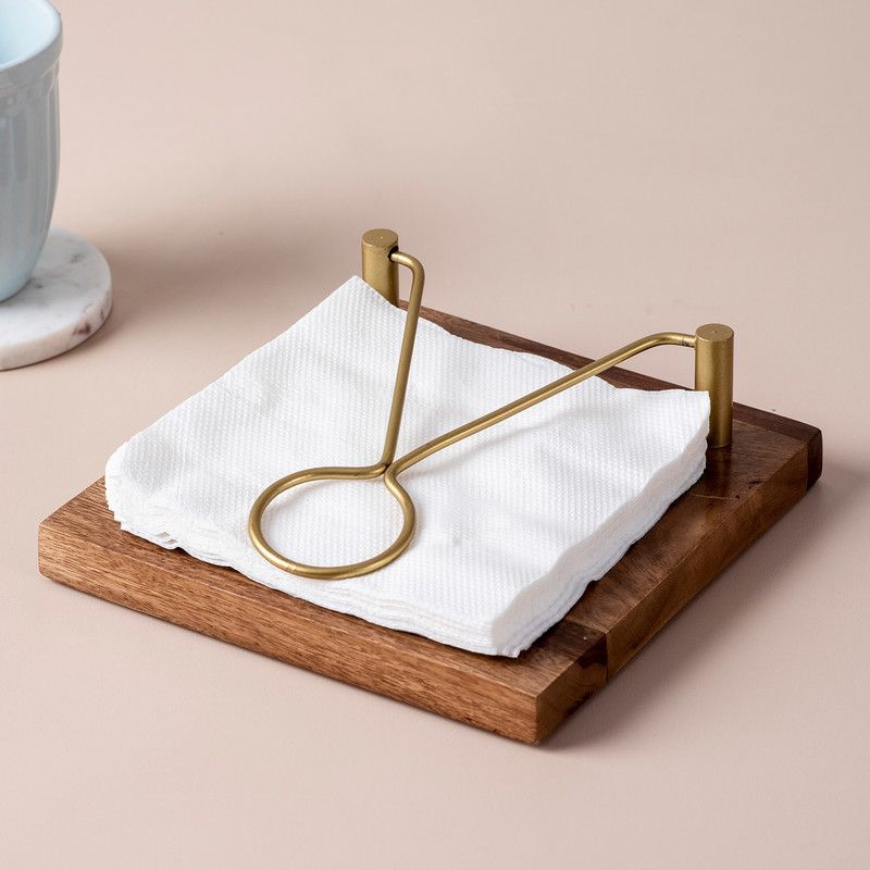 nestroots 1 Compartments Wooden Napkin Holder  (Brown)