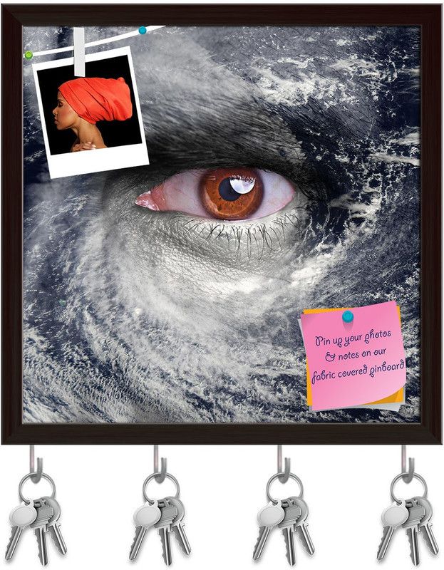 Artzfolio Blue Eye In The Middle Of A Tropical Hurricane Pinboard Dark Brown 16x16in Cork Bulletin Board  (Multicolor 16 x 16 inch (41 x 41 cms))