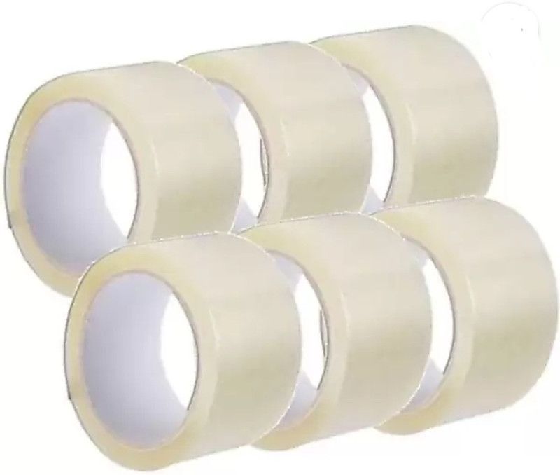 Aipl SINGLE SIDE HANDHELD DISPENSER ADHESIVE TAPE (Manual)  (Set of 6, TRANSPARENT WHITE)