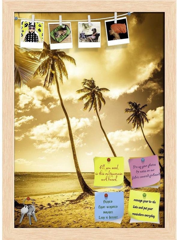 Artzfolio Caribbean Beach On Saona Island Dominican Republic Notice Pin Soft Board Cork Bulletin Board  (Natural Brown Frame 16 x 22.5 inch (41 x 57 cms))