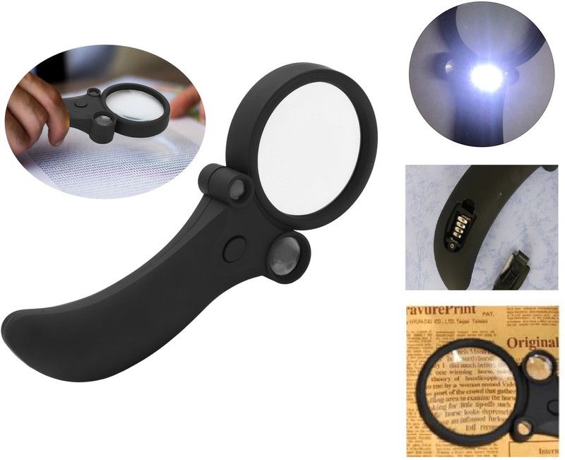 By Spy Handheld Magnifying Glass High Definition Zoom Magnifier with Light for Reading 2.5X, 25X, 55X Magnifying Glass  (Black)