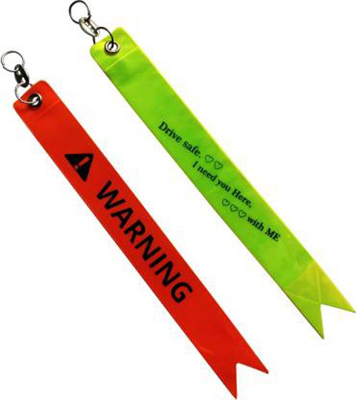 ShopTop Safety Tag/Warning tag Fluorescent Reflector in Night Glow Like LED Light Fashion Modification Hanging Tie Ribbon Twin for Car & Bike (Drive Safe) Key Chain Key Chain