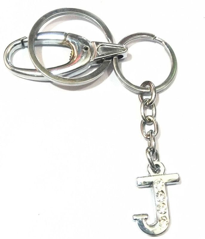 ROYALSHOP ALPHABET J LETTER WITH HOOK KEY RING KEY CHAIN FOR BOYS GIRLS MEN WOMEN FRIENDS HUSBAND WIFE GIRLFRIEND BOYFRIEND CAR BIKE OFFICE BIRTHDAY SET OF 1 Key Chain