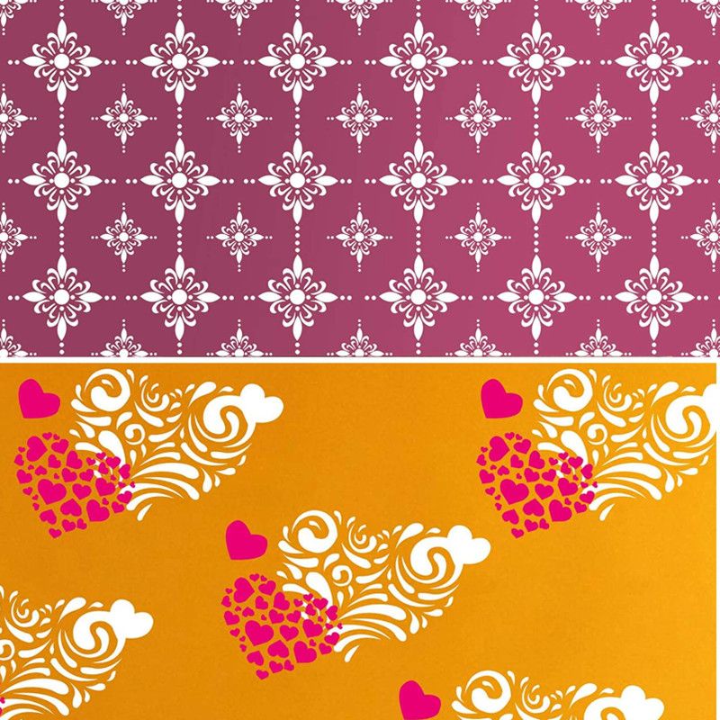 Kayra Decor Decor KHS264_KHS434 Combo Premium Quality Reusable Beautiful Wall Stencil (Size:- 16 X 24 Inches, Pack Of 2) for Home Decoration Wall Stencil  (Pack of 2, Floral)