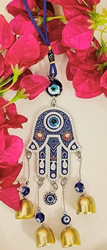 AMANVANI Evil Eye Wall Hanging with Four Bells for Good Keyring for Office Birthday Party Key Chain