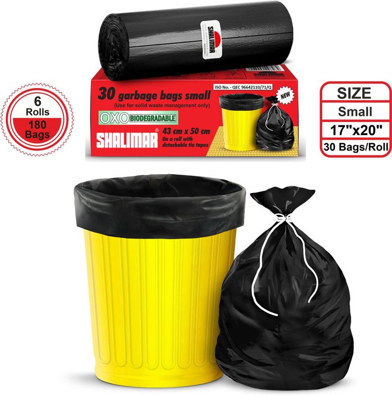 MJ Exim A_SL-GB-43x51-BLACK-S-6PK-3 Small 20-25 L Garbage Bag  (180Bag )