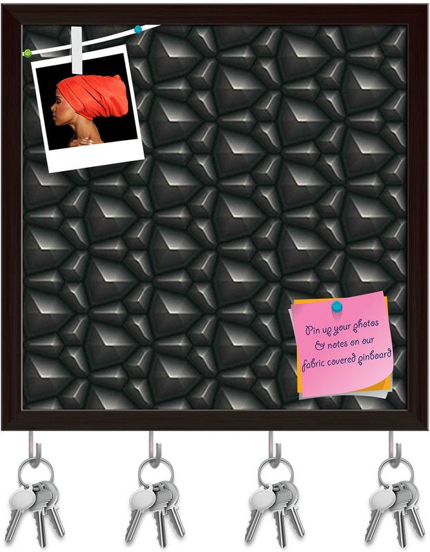 Artzfolio Abstract Art D22 Pinboard with Key Holder Hooks Dark Brown Frame 8x8inch Cork Bulletin Board  (Multicolor 8 x 8 inch (20 x 20 cms))