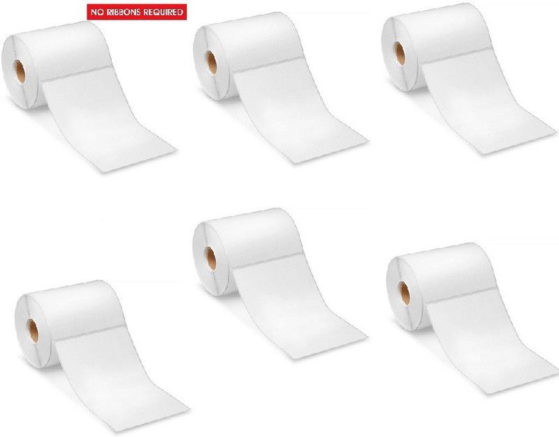 youlogic 100mmX150mm (4 inch X 6 inch), Thermal Transfer Barcode Labels Stickers, Pack of 6 Rolls, 250 Labels In Roll, Permanent Self Adhesive Paper Label Smooth & Milky White Paper thermal Paper Label  (White)