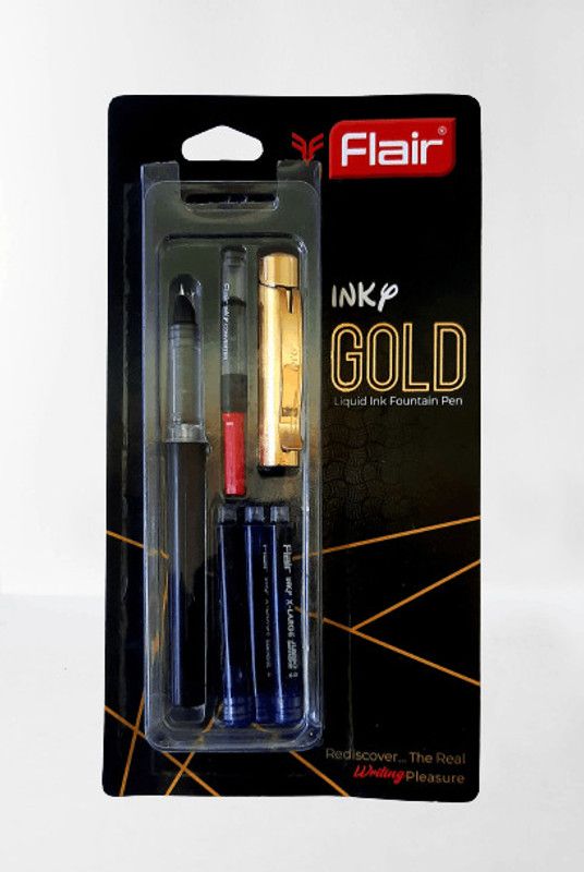 FLAIR Inky Gold Liquid Ink Fountain Pen  (Blue)