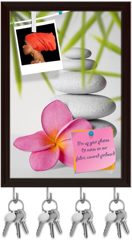 Artzfolio Stack Of White Pebbles & Pink Frangipani Flower Pinboard Dark Brown 6x8.5in Cork Bulletin Board  (Multicolor 6 x 8.5 inch (15 x 22 cms))